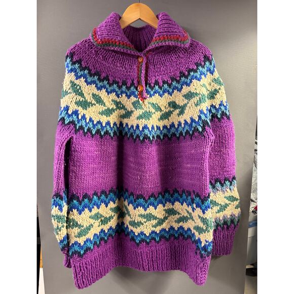 Vintage Handmade Wool Sweater by Boutique Inca, made in Ecuador- XL - Picture 3 of 6